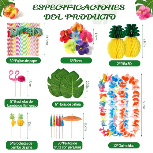 Falda de mesa hawaiana luau de 9.6FT, decoraciones de fiesta tropical con hojas de palma 2