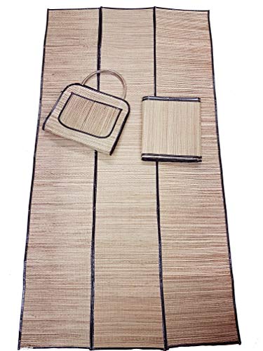 Bolsa Com Esteira De Praia De Palha Natural (Preto)