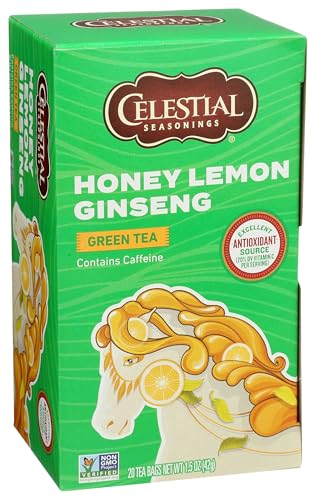 Celestial Seasonings Green Tea, Honey Lemon Ginseng, 20 Count (Pack of 6)