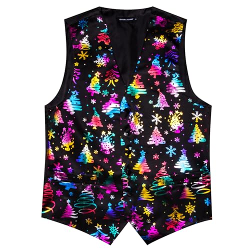 Image of Barry.Wang Mens Red /Green Christmas Suit Vest Holiday Xmas Waistcoat Tie Set Party Tuxedo