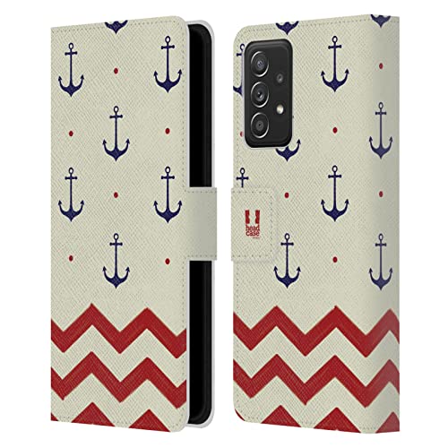 Étui cuir Samsung Galaxy A53 5G antichoc avec porte-cartes motifs ancres