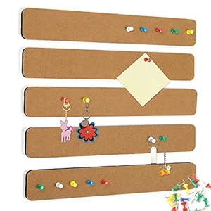 Felt Pin Board Bar Strips Bulletin Board for Bedrooms Offices Home Wall Decoration, Notice Board Self Adhesive Cork Board with 35 Push Pins for Paste Notes, Photos, Schedules
