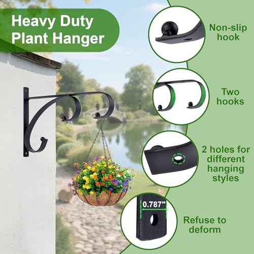 gajavo Plant Hangers Outdoor Indoor, 10 Inch Hanging Plant Brackets 2/4 Pack, Decorative Iron Plant Hooks for Hanging Plants, Bird Feeders, Wind Chimes, Flower Baskets (4Pack) by gajavo - Used condition - Image 2