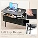 OLIXIS Wood Lift Top Coffee Table with Hidden Compartment and Large Storage Shelf, Lift Tabletop Dining Center Table for Home Living Room Office, Black