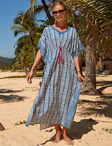 Bsubseach Kaftan Dresses for Women Plus Size Swimsuit Cover Up Long Caftan Dress with Waist Drawstring3