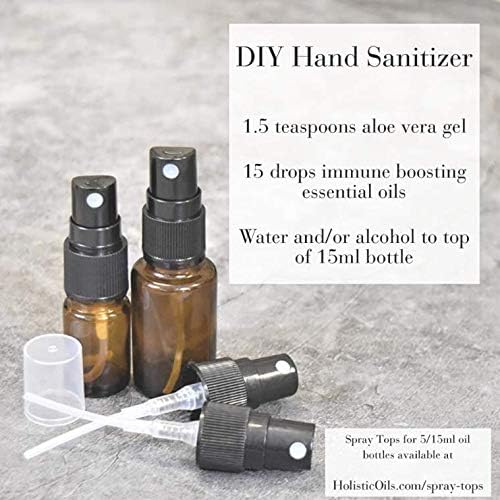 Holistic Oils Spray Tops for Essential Oil Bottles - 12 Essential Oil Spray Bottle Tops Oil Spray Tops Oil Mist Sprayer Replacement Pump Reusable Tops for 5 ml, 15 ml 20 ml Essential Oil Bottles