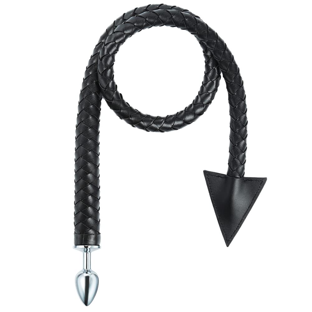 Metal Butt Plug with Devil Tail Cosplay Anal Tail Sex Toys SM Masturbation Anal Plug for Women Men Couples Lover Sex Love Games Anal Stimulator Personal Massager Anal Sex Trainer Black