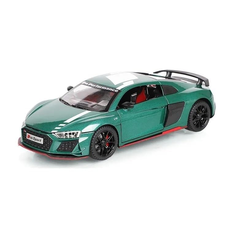 Image of Scale Exclusive Alloy Metal Pull Back | Die-cast Car Model with Sound Light Mini Auto Toy for Kids Metal Model Toy Car with Sound and Light (1.24 Scale -DC AODI R8 V10-GREEN)