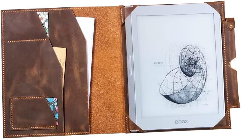Handmade Leather Folio Cover for Onyx Boox Note Air 2 Boox Tab Ultra - Hand-Stitched, Personalized Cover, Card Slots, N03-LOBN05N