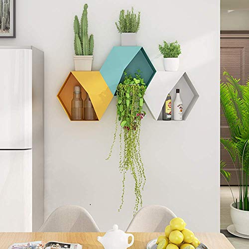 Htllt Durable Storage Rack Wrought Iron Rack Wall Lattice Storage Rack Living Room Bedroom Pot Rack,White #TOP1