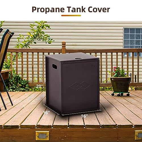 Propane Tank Cover Table, for 20 lbs Propane Tank for Gas Fire Pits, Outdoor Tank Hideway Table for Propane Fire Pit and Gas Griddle, Brown