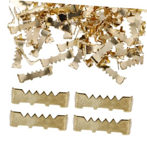 Image of 100pcs Picture Frame Hangers Gold Picture Framing Hardware Easy Installation Multi-use Backing Clips for Photos and Artworks Sturdy and Practical Frame Hook Supplies