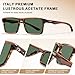 CARFIA Retro Acetate Mens Sunglasses Polarized Small and Medium Face Classic Square Sun Glasses CA62162 Brown Striped Frame Green Lens