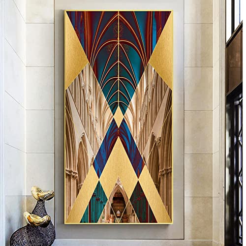 Affiche bâtiment escalier nordique grand format poster salon moderne impression toile