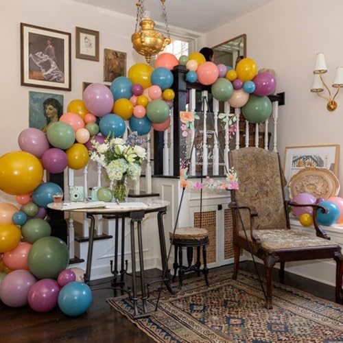 Image of Spring Balloons Garland Arch Kit, 122Pcs Flower Pink Green Yellow Balloons, Purple Blue Hot Pink Beige Balloons For Boho Modern Wildflower Shower Baby In Bloom Birthday Spring Garden Party Decorations