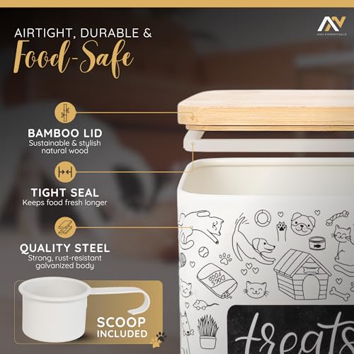 A&N Essentials 3-Piece Pet Food Storage Container Set – Airtight Galvanized Steel with Bamboo Lids for Dog & Cat Kibble, Treats & Chews - Image 4