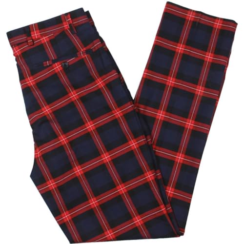 Tommy Hilfiger Mens Tate Plaid Performance Dress Pants Navy 36/322