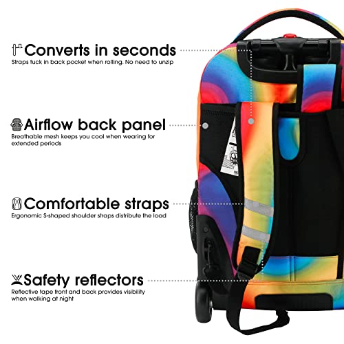Image of J World Sundance Laptop Rolling Backpack for Girls Boys. Roller Bookbag with Wheels, 20 Inch, Heat