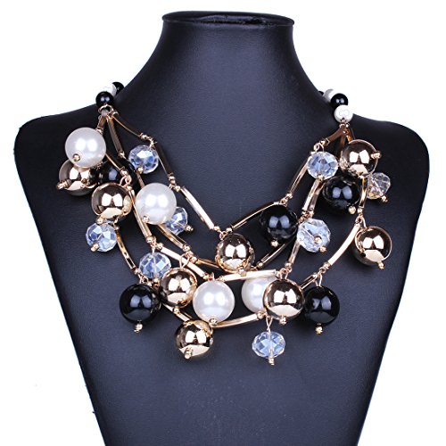 Winter.Z Multi-Storey Imitation Pearl Explosion Models Exaggeration Fashion Retro False Collar Necklace