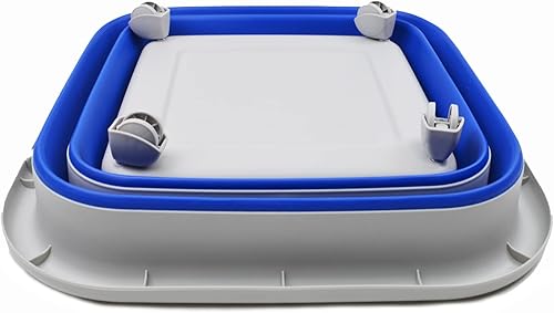 Miniatura 5 de SAMMART Cesta de plástico plegable de 39 L (10.3 galones) con ruedas, contenedor de almacenamiento plegable (1, grisazul púrpura)