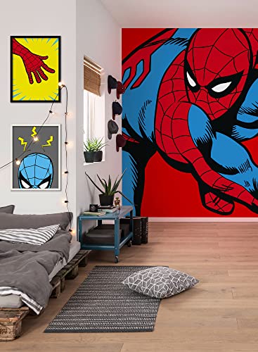 Komar Fleece fototapet – Marvel PowerUp Spider-Man Watchout – storlek 200 x 250 cm (bredd x höjd) – barnrum, barntapet, tapet
