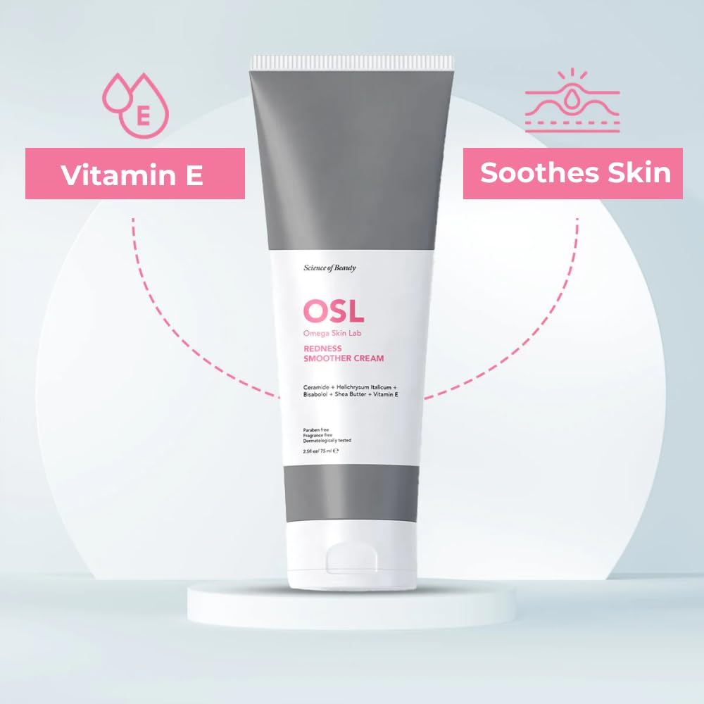 OSL Omega Skin Lab OSL Redness Smoother Cream 75ML, Skin Care Solution with Vitamin E, Shea Butter, Bisabolol - Image 3