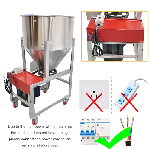HQHAOTWU Powder Mixer Blender Granular Plastic Mixing Machine for Dry Grain Animal Feed Mixing and Stirring 110LBS/50KG Capacity Stainless Steel Stirrer 110V - Thumbnail 6