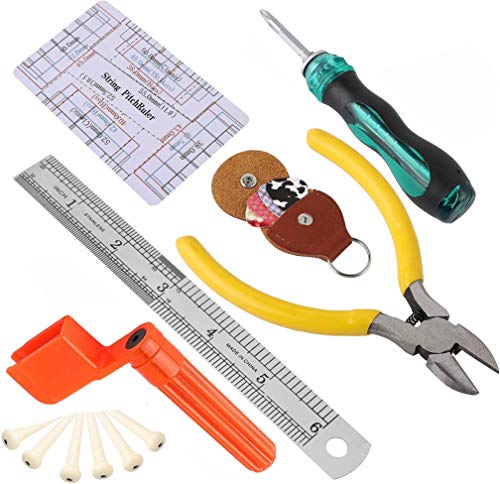 Guitar Repairing Tool Kit(26PCS) Wire Plier,String Organizer,Fingerboard Protector,Hex Wrenches, Files, String Ruler Action Ruler, Spanner Wrench,Bridge Pins for Guitar Ukulele Bass Mandolin (26 PCS) - Thumbnail 2
