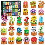 Advent Calendar 2025 Flower Succulent 3.6 Mini Building Set - 24 Day Christmas Countdown Calendar Blocks Xmas Botanical Collection for Home Decor Party Favor Gifts for Adults Women Kids Girls Boys 10+