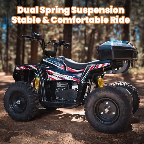Image of XW-A19 40CC Four Wheeler 4-Stroke Gas Powered ATV Quad for 6+, Kids 4 Wheeler with Parental Speed Control, 15 MPH Max, 165 lbs Capacity, Pull Start, LED Headlight and Rear Storage Box (Flag02)