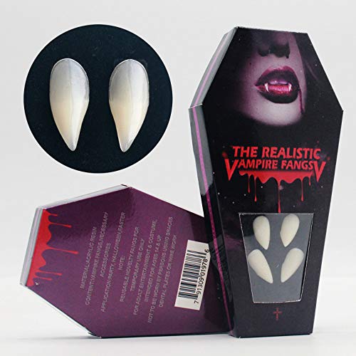 ZTHT Vampire Fangs, Vampire Teeth with Blood & Adhesive Devil Dracula Ghost Fangs for Kid and Adult