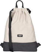 LARKSON Sports Bag for Men and Women Beige Grey - No 7 - Children's Drawstring Bag - Small Fabric Gym Backpack - Recycled Material