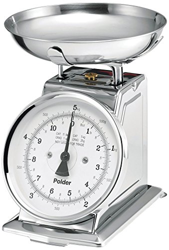 Polder Professional Stainless Steel Analog Kitchen Scale, 11-Pound (5 kg.) Capacity