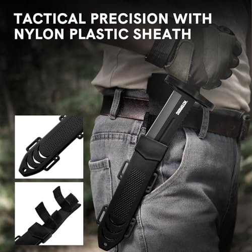 Image of Dispatch Fixed Blade Hunting Knife with Sheath, 12-inch Survival Knives for Men Tactical Bowie Knife with Non-Slip Handle for Bushcraft, Outdoor Camping
