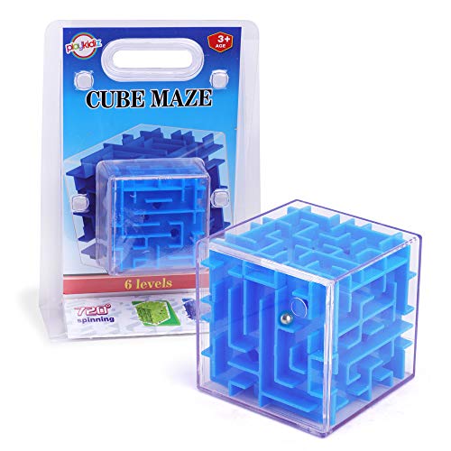 playkidiz 3D Maze Puzzle Cube - Fun Brain Game for Ingenuity Training and Stress Relief - Great for Kids and Adults (Colors May Vary)