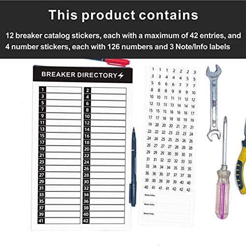 16 Sheets Breaker Panel Labels Electrical Box Sticker Numbers Breaker Panel Labels Electrical Sticker Number Catalog Load Center Adhesive Waterproof Reusable（Black） #TOP2