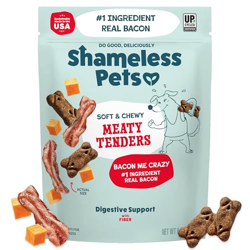 Shameless Pets Soft Dog Treats – Bacon Me Crazy Meaty Tenders, Soft & Chewy Treats for Dogs, Real Bacon 1st Ingredient, Grain Free, Healthy Treats for Small, Medium & Large Dogs, 8oz
