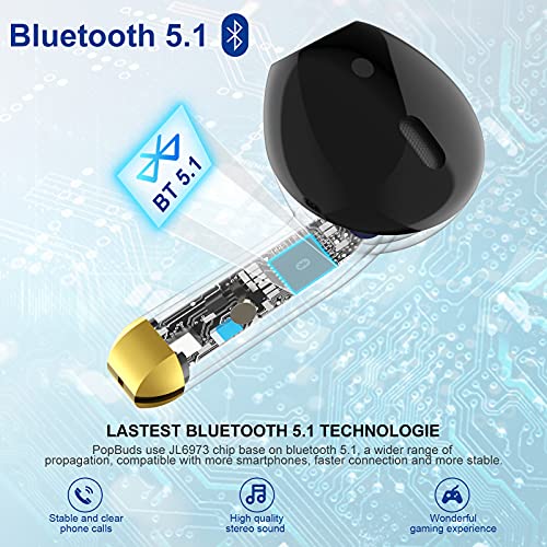 TICWRIS Bluetooth Kopfhörer in Ear, Bluetooth 5.1 Kabellose Ohrhörer mit Mikrofon, 36 Std Spielzeit Touch Control Sport Wireless Earphone für Smartphone/Laufen, Type C - Image 3