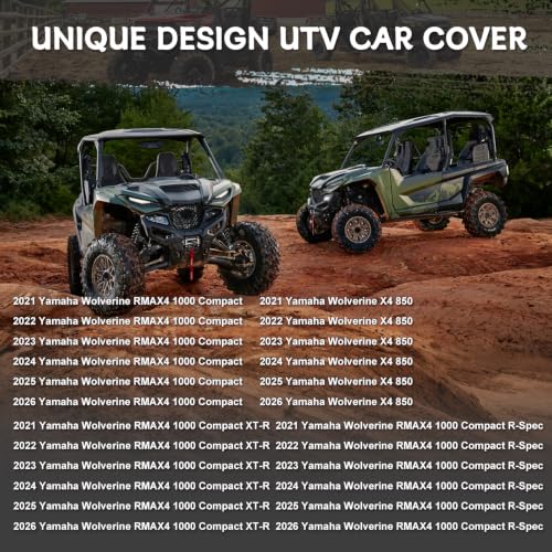 Image of Waterproof UTV Cover Compatible with Yamaha Wolverine RMAX2 /RMAX4 | 6 Layers Outdoor Cover with Cotton Liner, Air Vents, Door Zipper and Windproof Buckles for Rain Snow Dust Protection