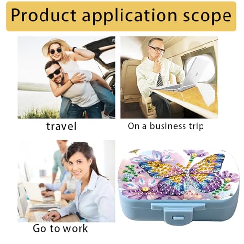 Image of ARTopet Diamond Art Painting Mini Storage Box with 6-Grid Creative Design Compact Portable Small Case for Purse Travel Daily-Butterfly02