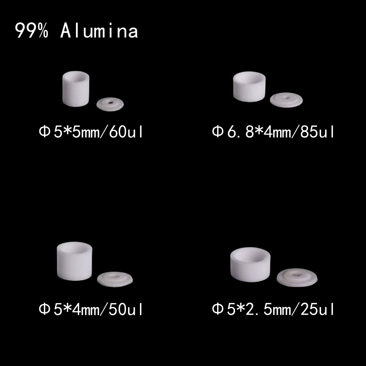 Crisol de análisis térmico de alúmina al 99%-crisoles cerámicos de corindón de 20 piezas for investigación científica y experimentos,(5x4mm/50ul with Lid)