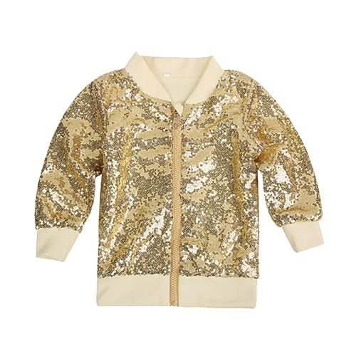Betadog Girls Sequin Bomber Jacket with Pockets Zipper Long Sleeve Lightweight Jackets for Kid Girls Sequin