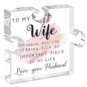 LukieJac Acrylic Puzzle-shaped Plaque - 4.7 x 3.9 Inch Gift for Wife - Birthday, Thanksgiving, Christmas, Valentine's Day Keepsake for Desk Decoration LukieJac Acrylic Puzzle shaped Plaque 47 x 39 Inch Gift for Wife Birthday Thanksgiving Christmas Valentines Day Keepsake for Desk Decoration
