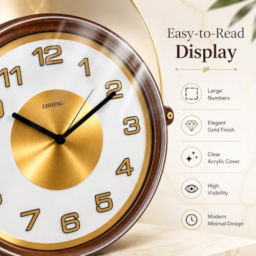 Image of Armonia Premium Heritage Royale Double-Sided Station Wall Clock, 18.5 Inch Vintage Analog Dual Face Hanging Clock, Silent Quartz Movement, Acrylic Wall Clock for Living Room,Office, Home Decor (Brown)