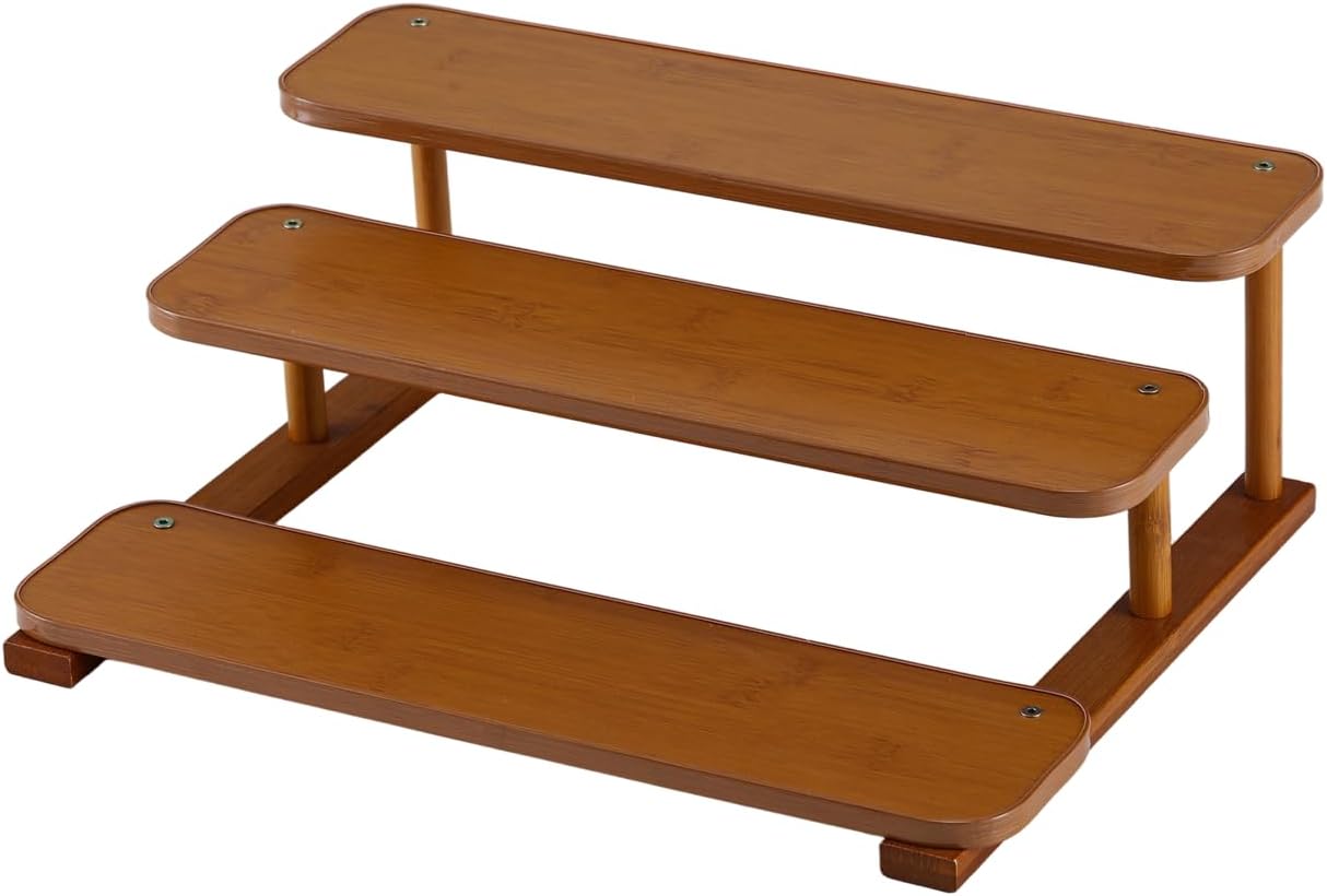 CLUQMEIK 3 Tier Spice Rack Risers Bamboo Stands