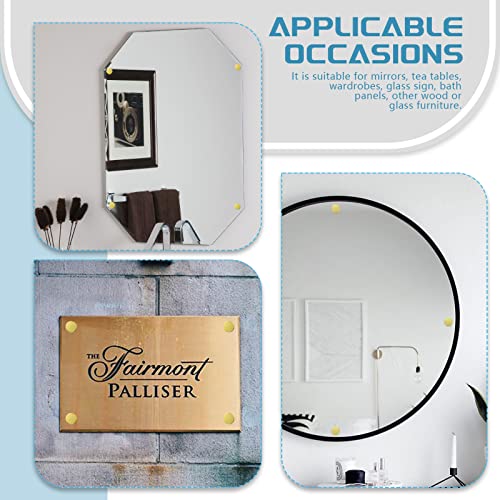 Cimeton 60Stk. 12mm Spiegelschrauben Abdeckkappe mit Spiegel-Dekorschrauben und Unterlegscheiben, goldene Spiegelschrauben Befestigungen für Spiegel Teetische (12mm+M4, gold)