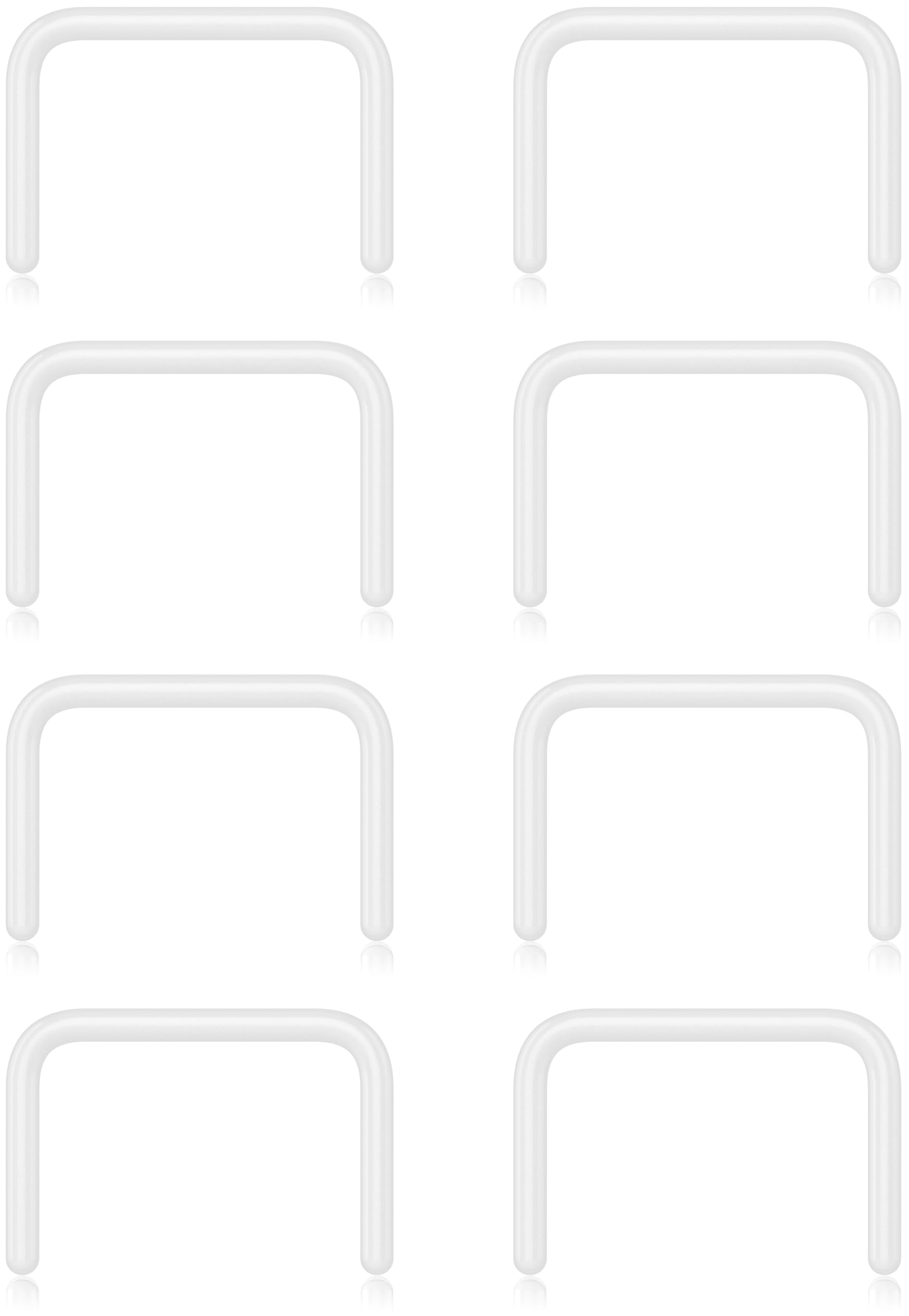 WildVibe Clear Septum Ring Spacer Jewelry - Plastic Septum Ring U-shape Staple Invisible Nose Piercings Hidden Retainers For Surgery, Work (8pcs pack)