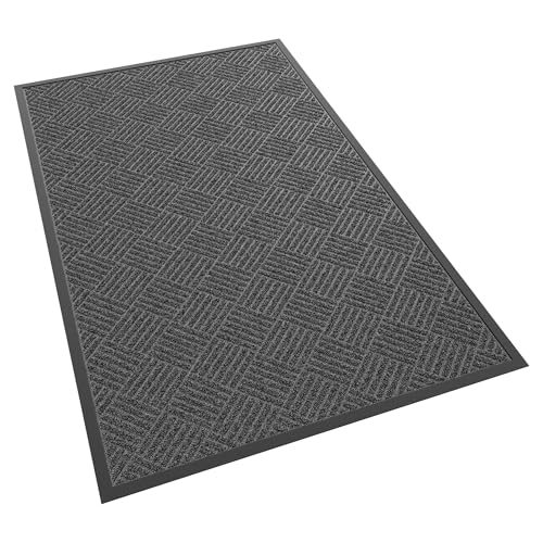 Front Door Mat, 5' x 3' Heavy Duty Indoor Outdoor Doormat, Non-Slip Backing Welcome Mats for Entryway, Low Profile, Commercial Door Mats