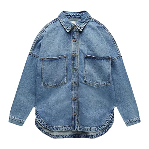 Veste en jean pour printemps et automne femme XS ample unie idéale pour la mi-saison