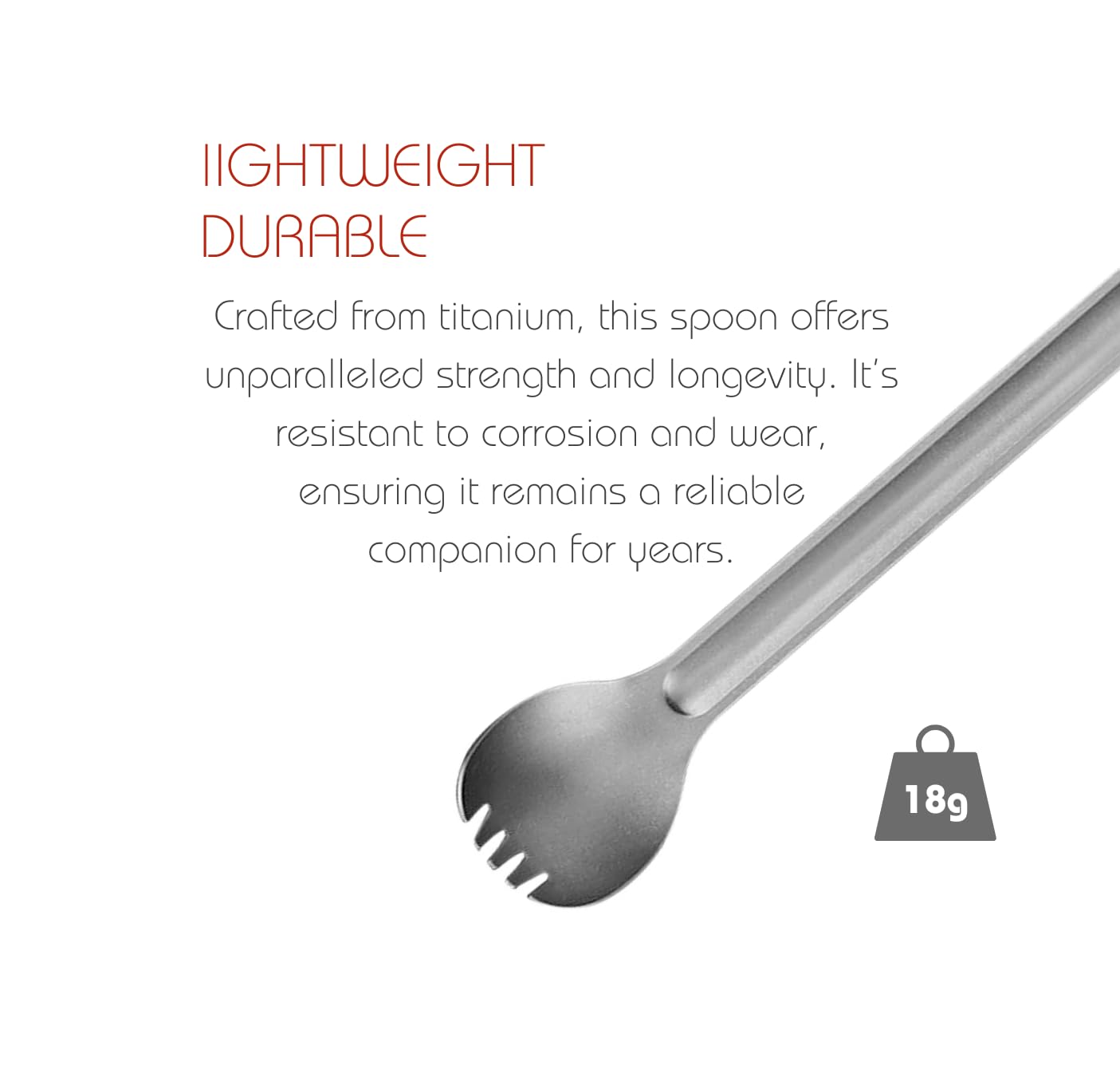 Titanium Long Handle Spork Ultra Lighweight Camping Outdoor Cookware Utensils Light Weight Titanium Tableware Picnic Hiking Utensils Spoon Fork Outdoor EDC Travel Supplies - Image 3